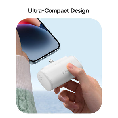 Външна батерия Baseus Compact, 5000mAh, 20W, PD, 1 x Lightning - 1 x USB-C, Бяла P10068307213-00