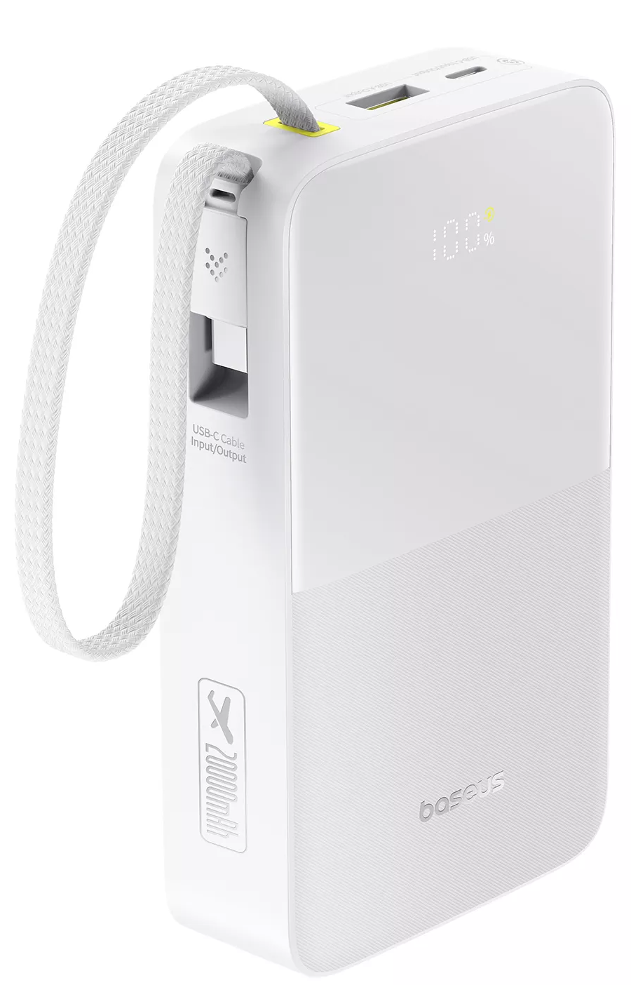 Външна батерия Baseus EnerFill Bipow2 Pro, 20000mAh, 22.5W, QC + PD, 1 x USB-A - 2 x USB-C, Бяла E0027700