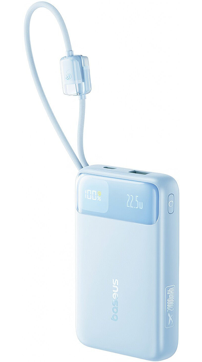 Baseus EnerFill FC11 External Battery, 20000mAh, 22.5W, QC + PD, 1 x Lightning - 1 x USB-A - 2 x USB-C, Blue E0027S06