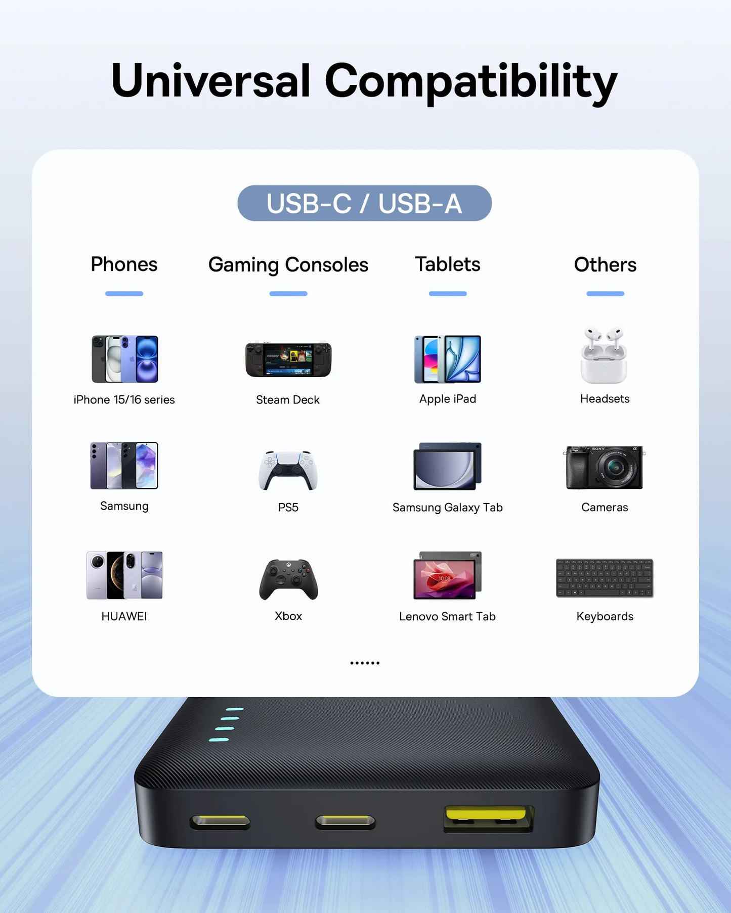 Baseus EnerFill FP21 External Battery, 10000mAh, 22.5W, QC + PD, 1 x USB-A - 2 x USB-C, Black P1008210D123-00