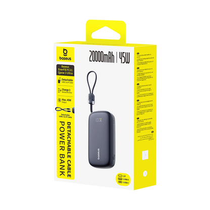 Външна батерия Baseus EnerFill FC21 QPow 3 Ultra, 20000mAh, 45W, QC + PD, 1 x USB-A - 1 x USB-C, Черна E0027P00