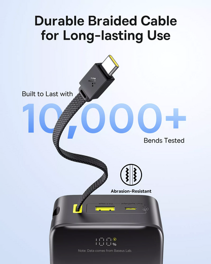 Външна батерия Baseus EnerFill Bipow2 Pro, 30000mAh, 22.5W, QC + PD, 1 x USB-A - 2 x USB-C, Черна E0028100