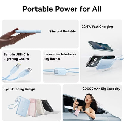 Външна батерия Baseus EnerFill FC11, 20000mAh, 22.5W, QC + PD, 1 x Lightning - 1 x USB-A - 2 x USB-C, Черна E0027S04