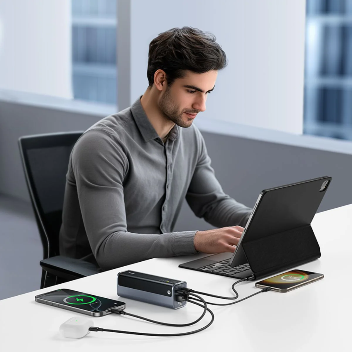 Външна батерия Baseus EnerGeek GP12, 20800mAh, 145W, QC + PD, 2 x USB-A - 2 x USB-C, Сива P10082109813-00