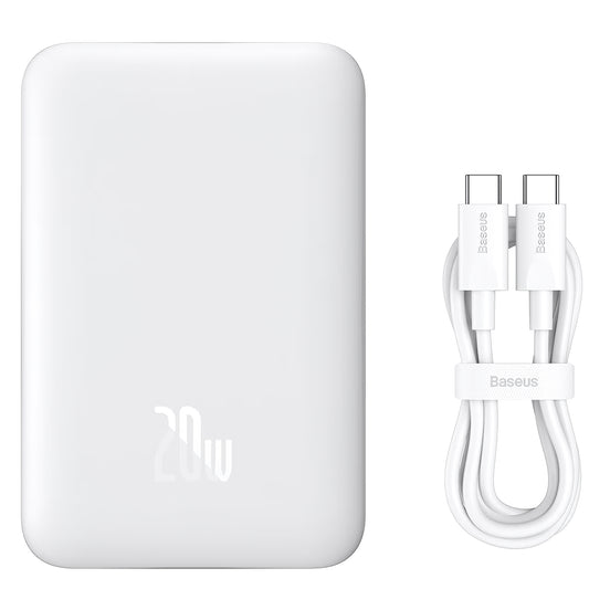 Външна батерия Baseus Magnetic Mini, 10000mAh, 20W, PD + FQI, 1 x USB-C, Бяла P10059001223-00