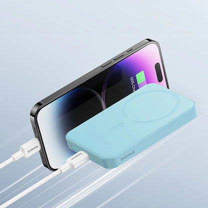 Безжична външна батерия Baseus Magnetic Mini, 5000mAh, 20W, PD + FQI, 1 x QI - 1 x USB-C, синя P10022107313-00 