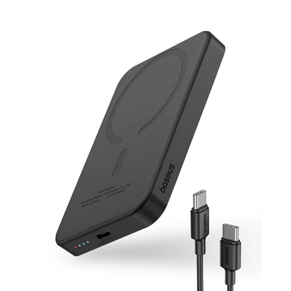 Безжична външна батерия Baseus Magnetic Mini, 5000mAh, 20W, PD + FQI, 1 x QI - 1 x USB-C, черна P10022107113113-00