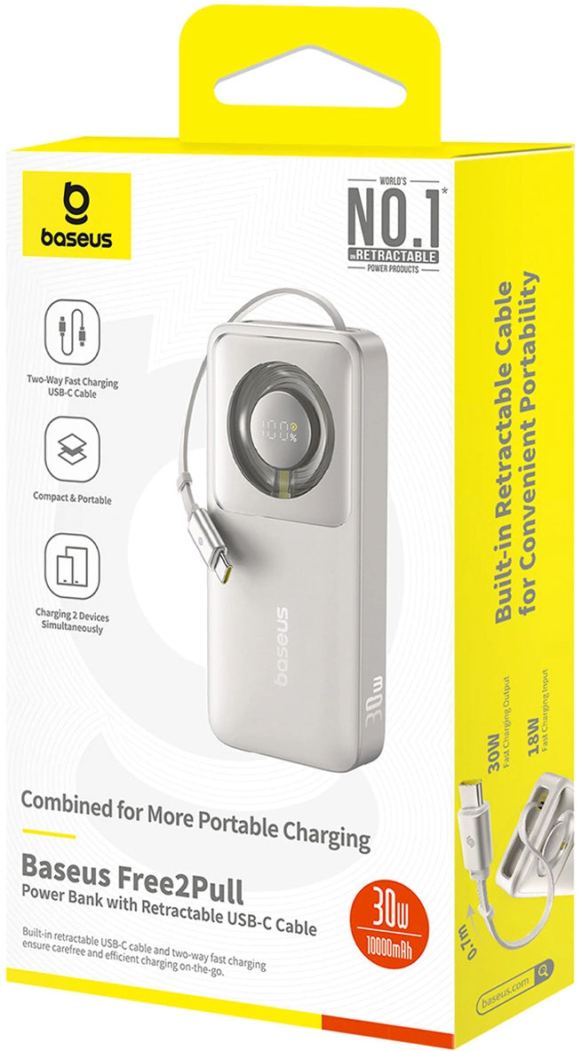 Външна батерия Baseus OS Free2Pull, 10000mAh, 30W, PD, 2 x USB-C, Сива P10073701843-00