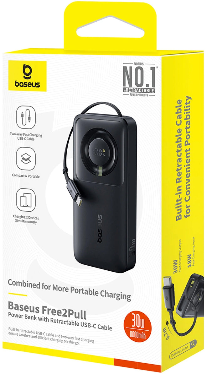 Външна батерия Baseus OS Free2Pull, 10000mAh, 30W, PD, 2 x USB-C, Черна P10073701123-00