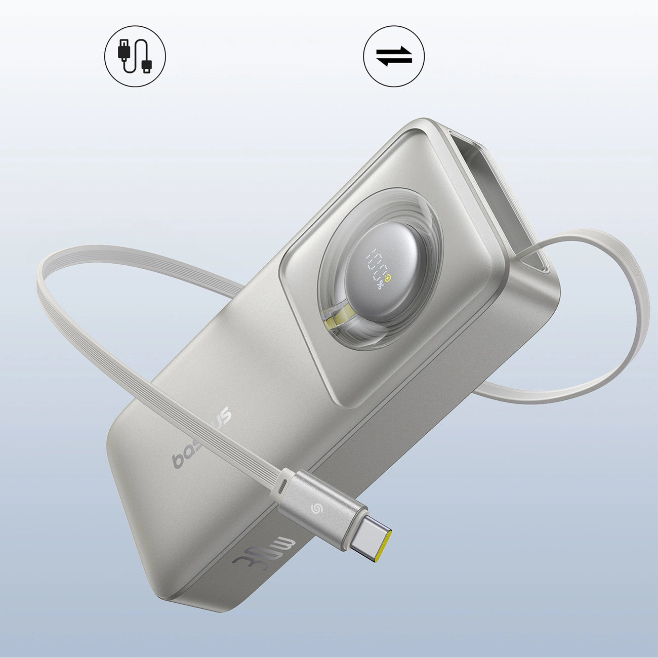 Външна батерия Baseus OS Free2Pull, 10000mAh, 30W, PD, 2 x USB-C, Сива P10073701843-00