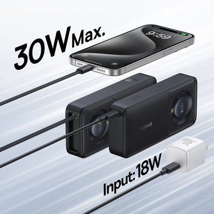 Външна батерия Baseus OS Free2Pull, 10000mAh, 30W, PD, 2 x USB-C, Черна P10073701123-00