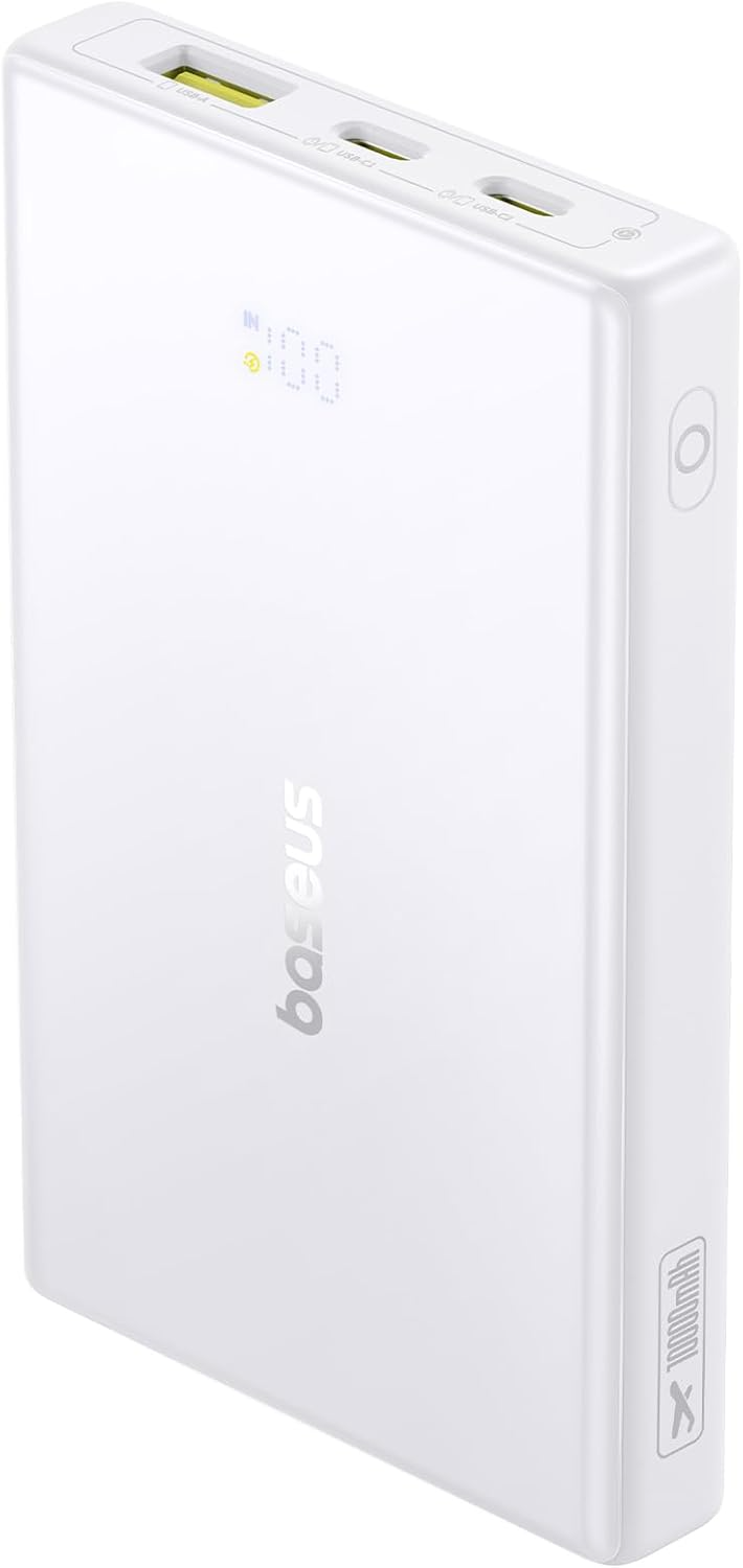 Външна батерия Baseus PicoGo, 10000mAh, 20W, QC + PD, 1 x USB-A - 2 x USB-C, Бяла P10076801213-00