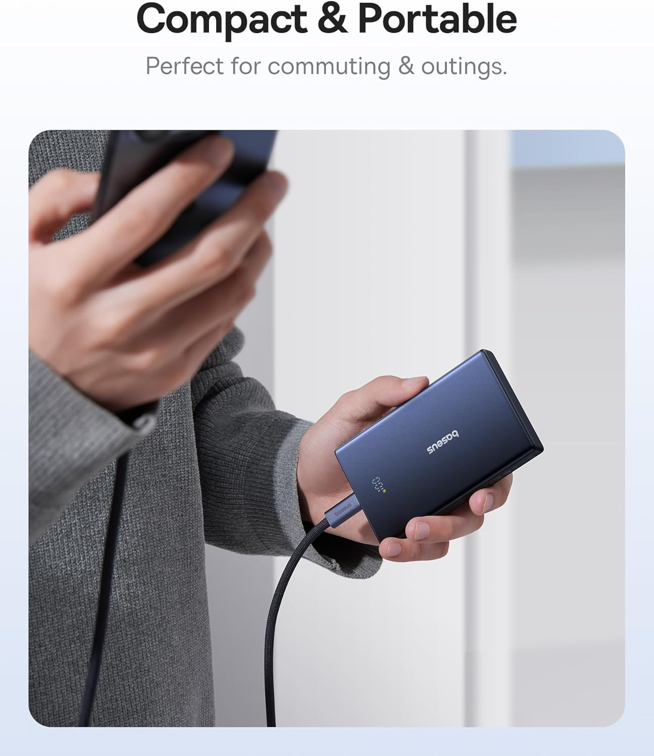 Външна батерия Baseus PicoGo, 10000mAh, 20W, QC + PD, 1 x USB-A - 2 x USB-C, Бяла P10076801213-00