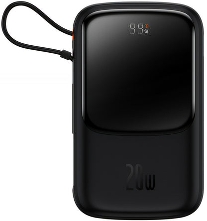 Baseus Qpow Pro External Battery, 20000mAh, 20W, QC + PD, 1 x Lightning - 1 x USB-A - 1 x USB-C, Black PPQD060201