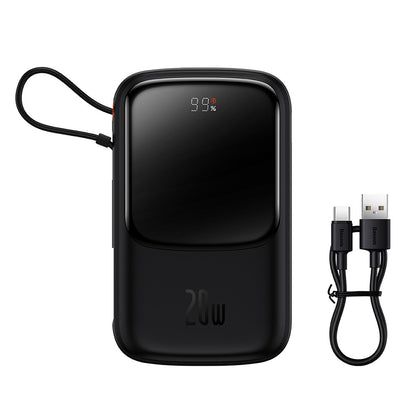 Външна батерия Baseus Qpow Pro, 20000mAh, 20W, QC + PD, 1 x Lightning - 1 x USB-A - 1 x USB-C, Черна PPQD040001