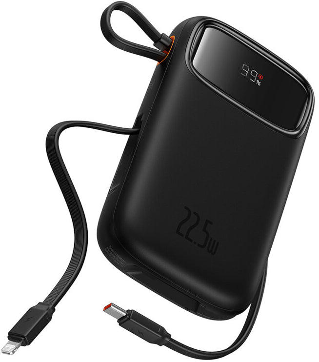 Външна батерия Baseus Qpow2, 10000mAh, 22.5W, QC + PD, 1 x Lightning - 1 x USB-A - 2 x USB-C, Черна P10055003113-00