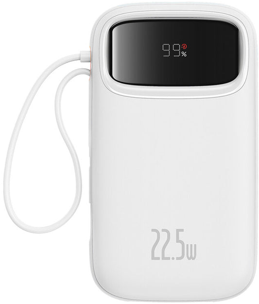Външна батерия Baseus Qpow2, 10000mAh, 22.5W, QC + PD, 1 x Lightning - 1 x USB-A - 2 x USB-C, Бяла P10055003223-00
