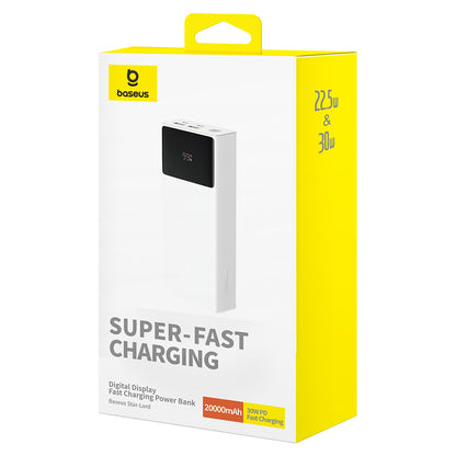 Външна батерия Baseus Star Lord, 20000mAh, 30W, QC + PD, 1 x USB-C - 2 x USB-A, Бяла P10022904213-00