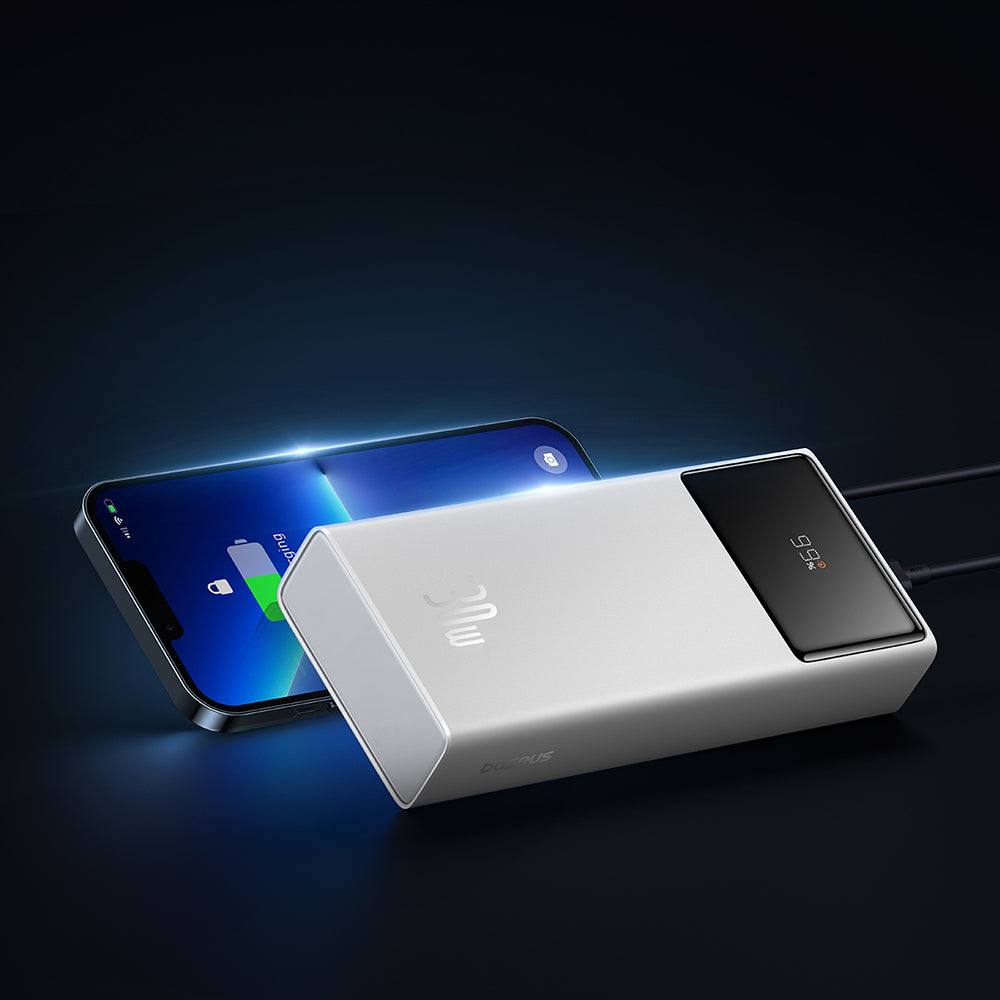 Външна батерия Baseus Star Lord, 20000mAh, 30W, QC + PD, 1 x USB-C - 2 x USB-A, Бяла P10022904213-00