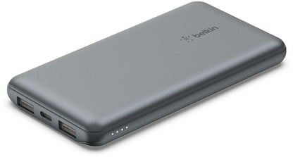 Външна батерия Belkin BoostCharge, 10000mAh, 15W, 1 x USB-C - 2 x USB-A, Сива BPB011btGY