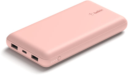 Външна батерия Belkin BoostCharge, 20000mAh, 15W, 1 x USB-C - 2 x USB-A, Розово злато BPB012btRG