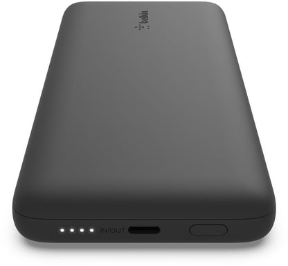 Външна батерия Belkin BoostCharge Plus, 10000mAh, 23W, QC + PD, 1 x Lightning - 2 x USB-C, Черна BPB006btBLK