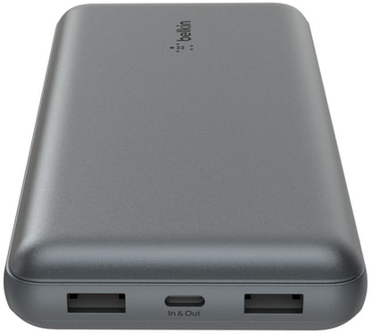Външна батерия Belkin BoostCharge Pro, 20000mAh, 15W, 1 x USB-C - 2 x USB-A, Сив BPB012btGY