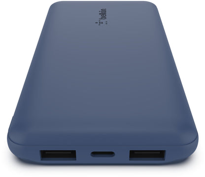Външна батерия Belkin BoostCharge, 10000mAh, 15W, 1 x USB-C - 2 x USB-A, Тъмносин BPB011btBL