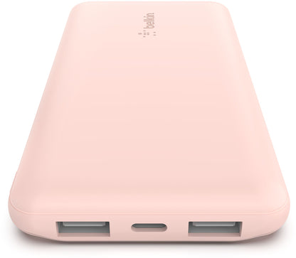 Външна батерия Belkin BoostCharge, 10000mAh, 15W, 1 x USB-C - 2 x USB-A, Розов BPB011btRG