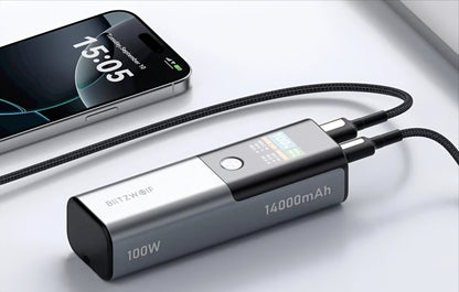 Външна батерия BlitzWolf BW-P23, 14000mAh, 100W, QC + PD, 1 x USB-A - 1 x USB-C, Сив