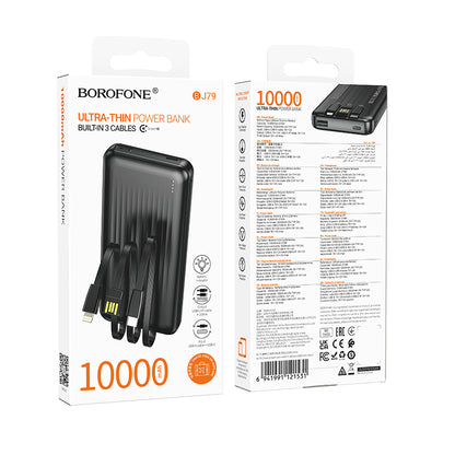 Външна батерия Borofone BJ79 Clever, 10000mAh, 10W, 1 x Lightning - 1 x USB-A - 1 x USB-C, Черна