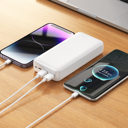 Външна батерия Borofone BJ80A Clever, 20000mAh, 22.5W, QC + PD, 1 x USB-C - 2 x USB-A, Бяла