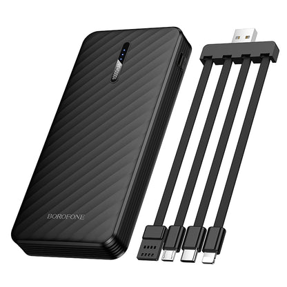 Външна батерия Borofone BJ84 Smooth, 10000mAh, 10W, 1 x Lightning - 1 x microUSB - 1 x USB-A - 1 x USB-C, Черна