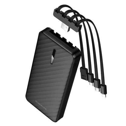 Външна батерия Borofone BJ84 Smooth, 10000mAh, 10W, 1 x Lightning - 1 x microUSB - 1 x USB-A - 1 x USB-C, Черна