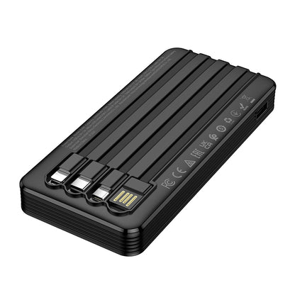 Външна батерия Borofone BJ84 Smooth, 10000mAh, 10W, 1 x Lightning - 1 x microUSB - 1 x USB-A - 1 x USB-C, Черна