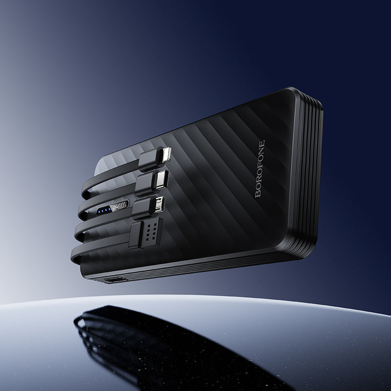 Външна батерия Borofone BJ84 Smooth, 10000mAh, 10W, 1 x Lightning - 1 x microUSB - 1 x USB-A - 1 x USB-C, Черна