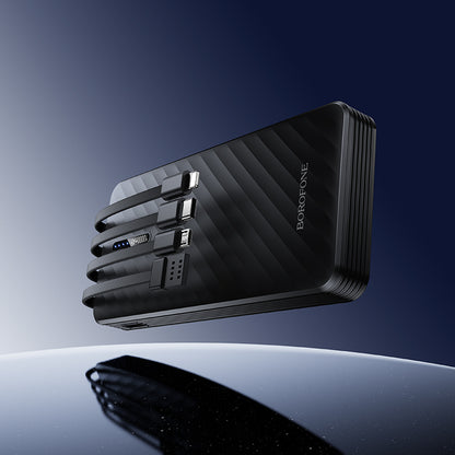 Външна батерия Borofone BJ84 Smooth, 10000mAh, 10W, 1 x Lightning - 1 x microUSB - 1 x USB-A - 1 x USB-C, Черна