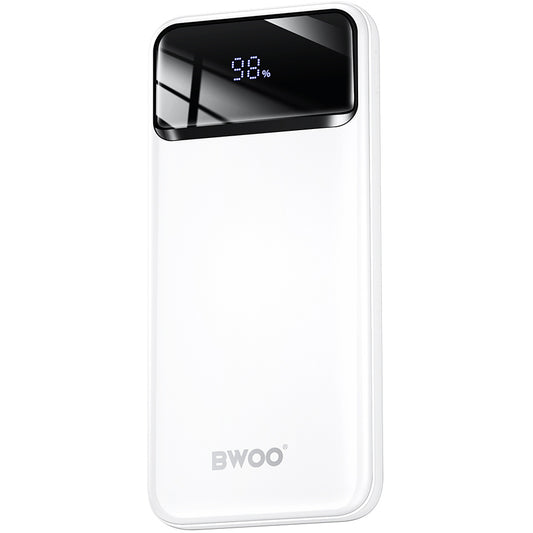 Външна батерия BWOO BO-P34, 10000mAh, 22.5W, QC + PD, 1 x USB-C - 2 x USB-A, Бяла
