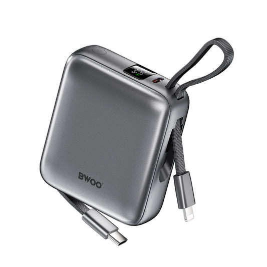 Външна батерия BWOO BO-P74, 10000mAh, 22.5W, PD, 1 x Lightning - 2 x USB-C, Черна
