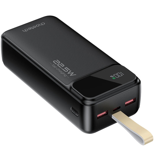 Choetech B730 Външна батерия, 30000mAh, 22,5W, QC + PD, 1 x USB-C - 2 x USB-A, черна 