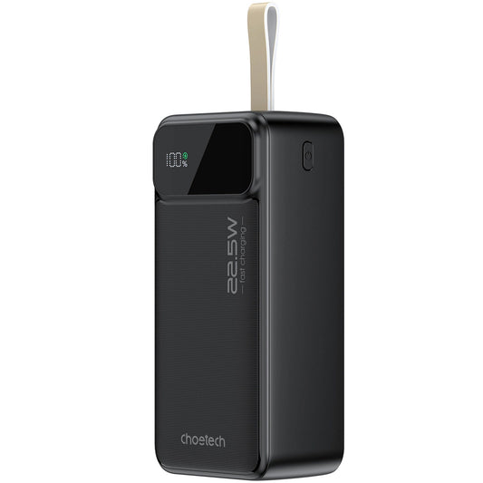 Choetech B731 Външна батерия, 40000mAh, 22,5W, QC + PD, 1 x USB-C - 2 x USB-A, черна 