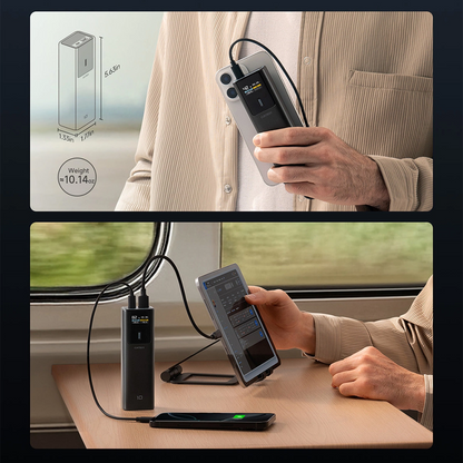 Външна батерия Cuktech, 10000mAh, 150W, QC + PD, 1 x USB-A - 1 x USB-C, Черна CKPB100PGLBL