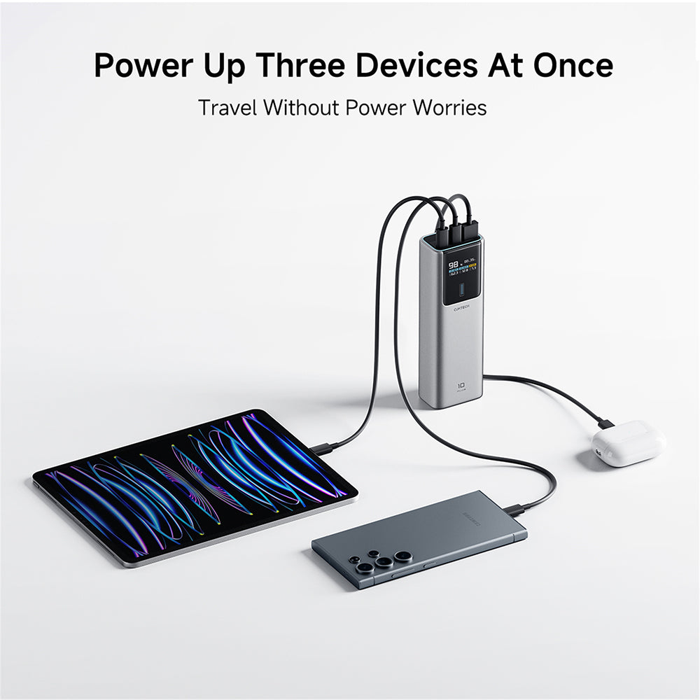 Cuktech PB150P External Battery, 15000mAh, 120W, QC + PD, 1 x USB-A - 2 x USB-C, Gray CKPB150POSGR
