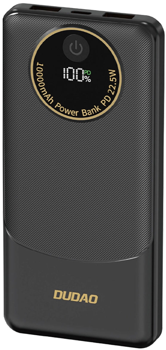 Външна батерия Dudao K12, 10000mAh, 22.5W, QC + PD, 1 x USB-C - 2 x USB-A, Черна