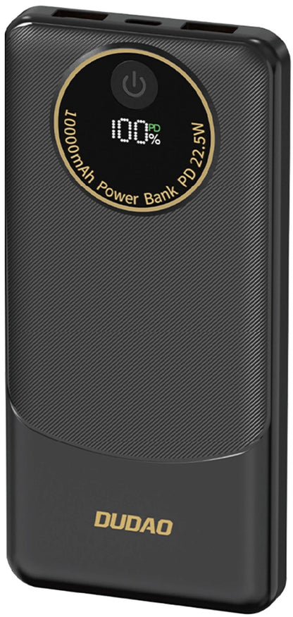 Външна батерия Dudao K12, 10000mAh, 22.5W, QC + PD, 1 x USB-C - 2 x USB-A, Черна