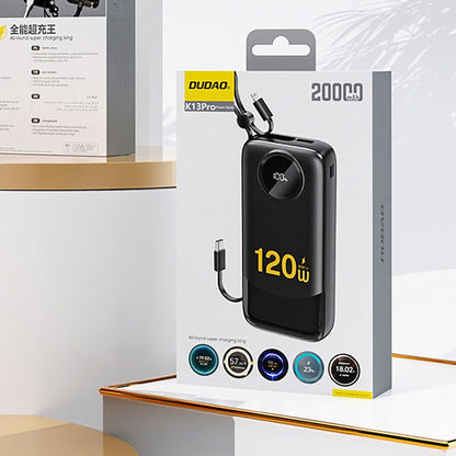 Външна батерия Dudao K13, 10000mAh, 22.5W, QC + PD, 1 x Lightning - 1 x USB-A - 2 x USB-C, Черна