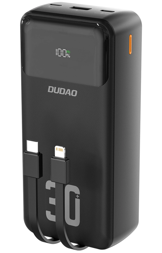 Външна батерия Dudao K15MAX, 30000mAh, 22.5W, QC + PD, 1 x USB-A - 2 x Lightning - 2 x USB-C, Черна