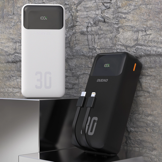 Външна батерия Dudao K15MAX, 30000mAh, 22.5W, QC + PD, 1 x USB-A - 2 x Lightning - 2 x USB-C, Черна