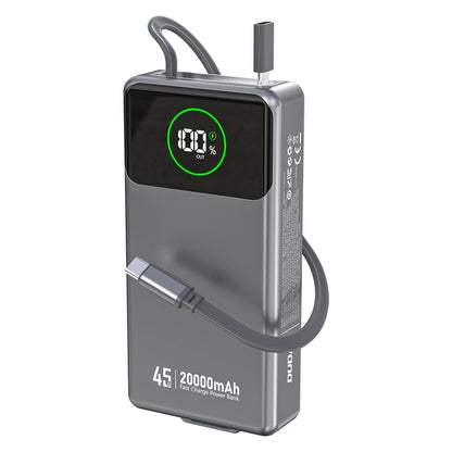 Външна батерия Dudao K31 Pro, 20000mAh, 45W, QC + PD, 1 x USB-A - 2 x USB-C, Сив
