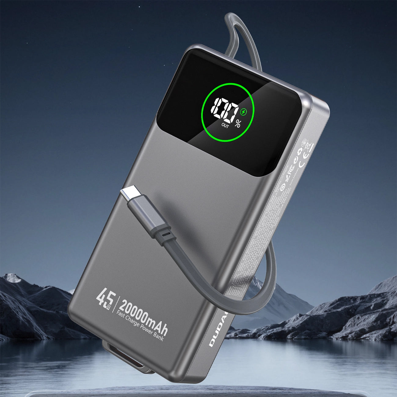 Външна батерия Dudao K31 Pro, 20000mAh, 45W, QC + PD, 1 x USB-A - 2 x USB-C, Сив